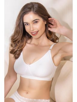 Clovia - Non-Wired Double Layered Full Cup Bra with Detachable Straps - Cotton - White