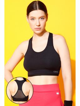 Clovia - Medium Impact Non-padded Wirefree Full Cup Sports Bra - Black