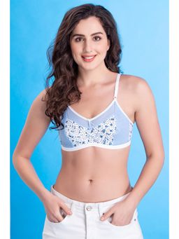 Clovia - Non-Padded Non-Wired Full Cup Printed Bra in White - Cotton