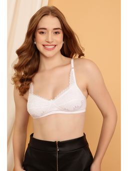 Clovia - Non-Padded Non-Wired Full Cup Bra In White - Cotton Rich