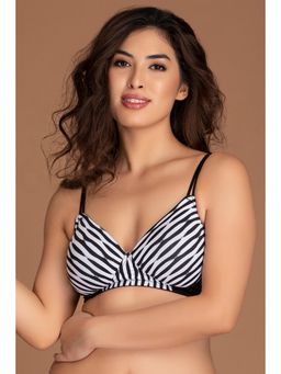 Clovia - Padded Non-wired Full Cup Striped T-shirt Bra In White