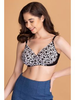 Clovia - Polyamide Printed Padded Full Cup Wire Free T-shirt Bra - White