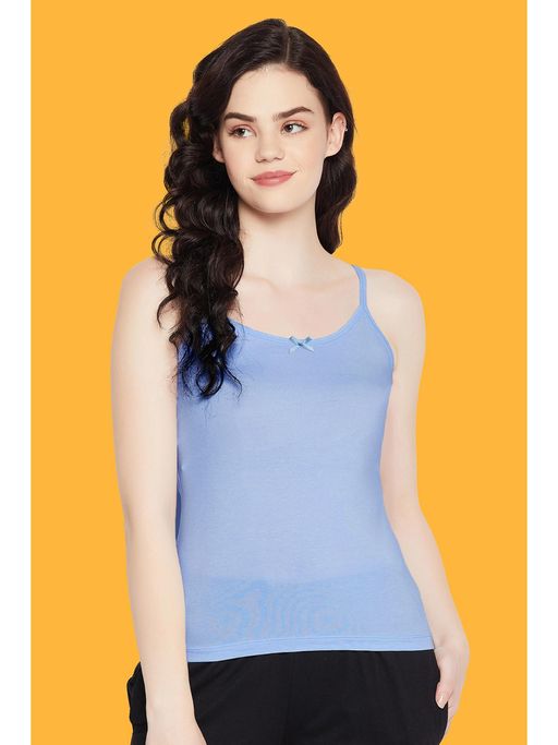 Clovia Chic Basic Camisole In Baby - Cotton Blue
