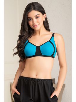 Clovia - Cotton Rich Solid Non-Padded Full Cup Wire Free T-shirt Bra - Light Blue