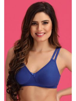Clovia - Non-Padded Non-Wired Full Coverage Multiway T-Shirt Bra In Blue Cotton Rich Navy