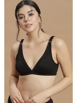 Clovia - Non-Padded Non-Wired T-Shirt Bra In Black Cotton Rich