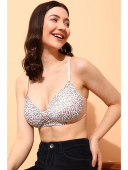 Clovia - Padded Non-Wired Full Cup Animal Print Multiway T-Shirt Bra In White