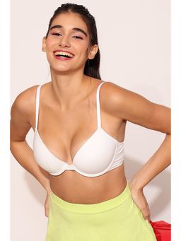Clovia - Polyamide Solid Padded Demi Cup Underwired Everyday Bra - White