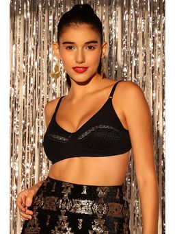 Clovia - Cotton Rich Solid Non-Padded Full Cup Wire Free T-shirt Bra - Black