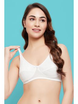 Clovia - Lace Solid Non-Padded Full Cup Wire Free Everyday Bra - White
