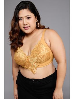 Clovia - Lace Solid Non-Padded Full Cup Wire Free Full Figure Bra - Nude