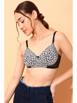 Clovia - Polyamide Printed Padded Full Cup Wire Free T-shirt Bra - White