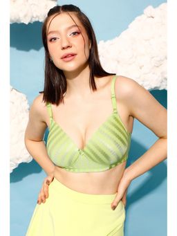 Clovia - Polyamide Printed Padded Full Cup Wire Free T-shirt Bra - Light Green