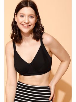 Clovia - Non-padded Non-wired Full Figure Bra In Black - Cotton