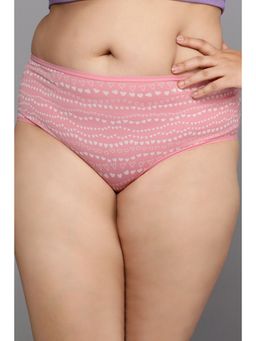Clovia - High Waist Heart Print Hipster Panty In Baby Pink-Cotton