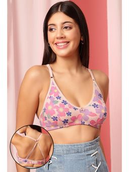 Clovia - Cotton Printed Non-Padded Full Cup Wire Free Full Figure Bra - Pink