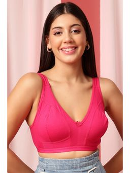 Clovia - Cotton Solid Non-Padded Full Cup Wire Free Full Figure Bra - Pink