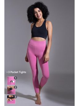 Clovia - Ankle-Length High-Rise 3 Pocket Tights in Rose Pink