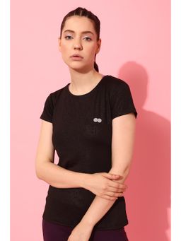 Clovia - Comfort-Fit Active T-Shirt in Black