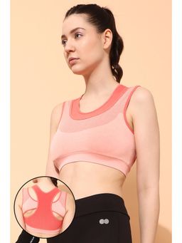 Clovia - Medium Impact Padded Seamless Sports Bra in Peach Colour with Removable Cups