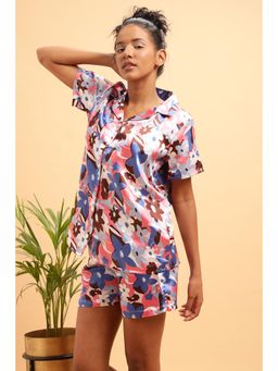 Clovia - Satin Printed Shirt & Shorts (Set of 2)