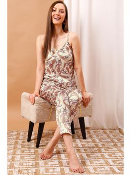 Clovia - Satin Printed Top & Pyjama (Set of 2)
