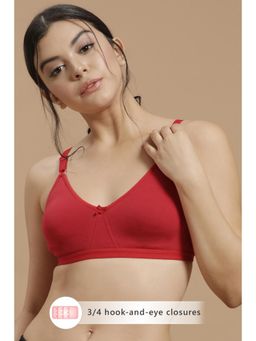 Clovia - Cotton Solid Non-Padded Full Cup Wire Free T-Shirt Bra - Red
