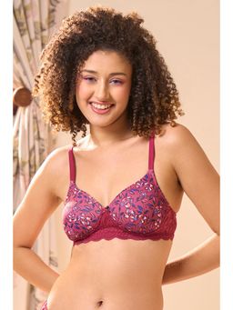Clovia - Polyamide Printed Lightly Padded Full Cup Wire Free T-Shirt Bra - Pink