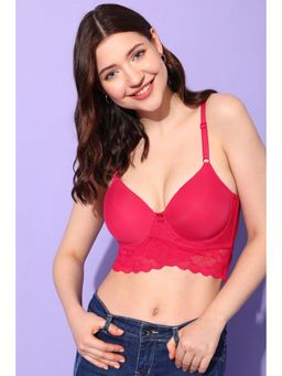 Clovia - Polyamide Solid Lightly Padded Full Cup Underwired Bralette Bra - Pink