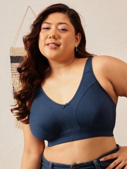 Clovia - Cotton Solid Non-Padded Full Cup Wire Free Everyday Bra - Blue