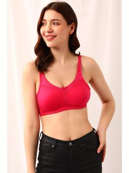 Clovia - Cotton Solid Lightly Padded Full Cup Wire Free Everyday Bra - Pink