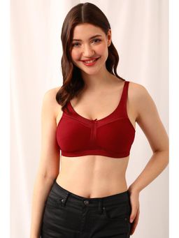 Clovia - Cotton Solid Lightly Padded Full Cup Wire Free Everyday Bra - Maroon