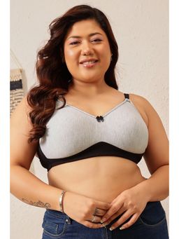 Clovia - Cotton Solid Non-Padded Full Cup Wire Free T-Shirt Bra - Grey