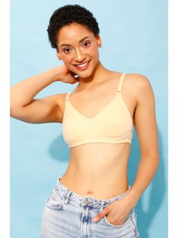 Clovia - Cotton Solid Non-Padded Full Cup Wire Free T-Shirt Bra - Beige