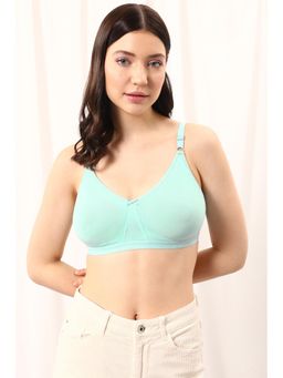 Clovia - Cotton Solid Non-Padded Full Cup Wire Free T-Shirt Bra - Blue