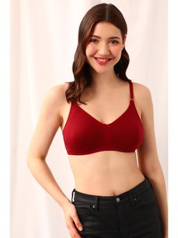 Clovia - Cotton Solid Non-Padded Full Cup Wire Free T-Shirt Bra - Maroon