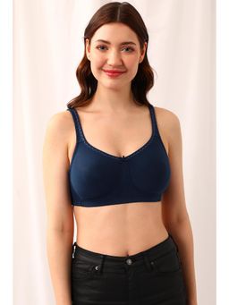 Clovia - Cotton Solid Non-Padded Full Cup Wire Free Everyday Bra - Blue