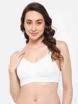 Clovia - Cotton Solid Non-Padded Full Cup Wire Free Everyday Bra - White