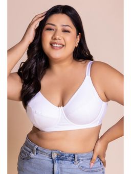 Clovia - Cotton Printed Non-Padded Full Cup Underwired Full Figure Bra - White