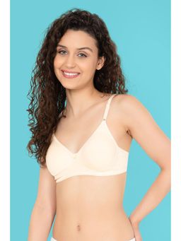 Clovia - Cotton Printed Non-Padded Full Cup Wire Free Full Figure Bra - Beige