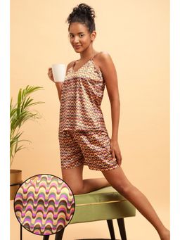 Clovia - Satin Printed Top & Shorts (Set of 2)