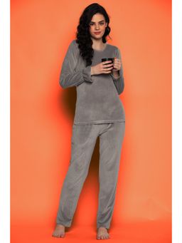 Clovia - Velour Solid Top & Pyjama (Set of 2)