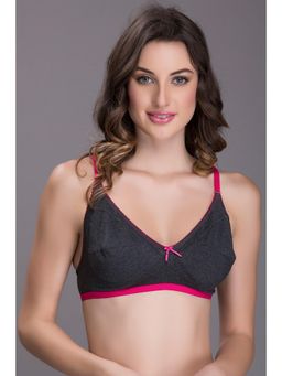 Clovia - Cotton Rich Solid Non-Padded Full Cup Wire Free Everyday Bra - Dark Grey