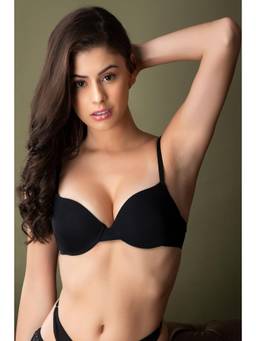 Clovia - Padded Underwired Level-3 Push-Up T-Shirt Bra In Black