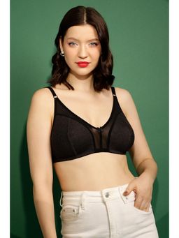 Clovia - Cotton Rich Solid Non-Padded Full Cup Wire Free T-shirt Bra - Dark Grey