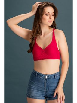 Clovia - Cotton Rich Solid Non-Padded Full Cup Wire Free T-shirt Bra - Dark Purple