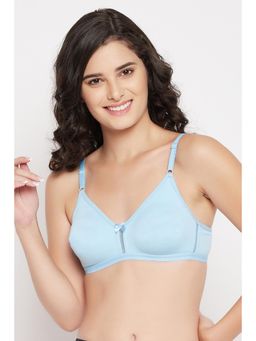 Clovia - Cotton Rich Solid Non-Padded Full Cup Wire Free Everyday Bra - Light Blue