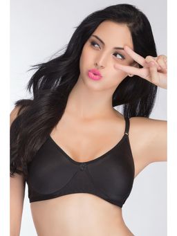 Clovia - Cotton Rich Solid Non-Padded Full Cup Wire Free T-shirt Bra - Black