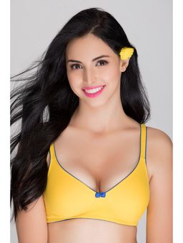 Clovia - Cotton Rich Solid Non-Padded Demi Cup Wire Free T-shirt Bra - Light Yellow