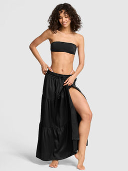 Victoria's Secret - Black Charmed Satin Tiered Maxi Skirt